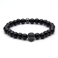Fashion Natural Frosted Stone Micro-inlaid Zircon Skull Bracelet main image 6
