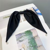 Korean Style Satin Bow Pearl Hairpin sku image 1