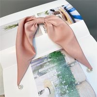 Korean Style Satin Bow Pearl Hairpin sku image 2