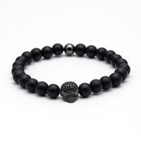 Fashion Natural Frosted Stone Micro-inlaid Zircon Skull Bracelet sku image 3