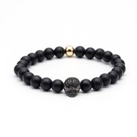 Fashion Natural Frosted Stone Micro-inlaid Zircon Skull Bracelet sku image 4