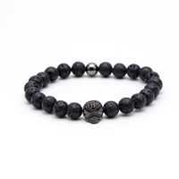 Fashion Natural Frosted Stone Micro-inlaid Zircon Skull Bracelet sku image 6