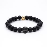 Fashion Natural Frosted Stone Micro-inlaid Zircon Skull Bracelet sku image 7