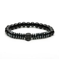 Fashion Natural Frosted Stone Micro-inlaid Zircon Skull Bracelet sku image 5
