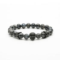 Fashion Natural Frosted Stone Micro-inlaid Zircon Skull Bracelet sku image 8