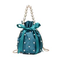 Fashion Pearl Handle Ribbon Bow Chain Bucket Small Bag main image 6