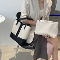 Korean Style Simple Stitching Contrast Color One-shoulder Diagonal Tote Bag main image 5