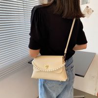 Korean Style Texture One-shoulder Messenger Pearl Chain Small Square Bag main image 5