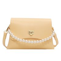 Korean Style Texture One-shoulder Messenger Pearl Chain Small Square Bag main image 3