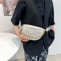 Korean Style Houndstooth Chain Zipper Shoulder Chest Bag main image 1