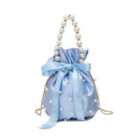 Fashion Pearl Handle Ribbon Bow Chain Bucket Small Bag sku image 2