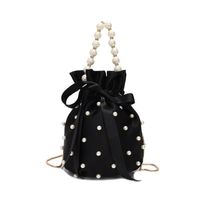 Fashion Pearl Handle Ribbon Bow Chain Bucket Small Bag sku image 3