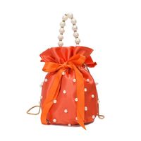 Fashion Pearl Handle Ribbon Bow Chain Bucket Small Bag sku image 4