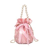 Fashion Pearl Handle Ribbon Bow Chain Bucket Small Bag sku image 5