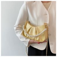 Fashion Gradient Color Pearl Chain Fold Cloud Bag sku image 4