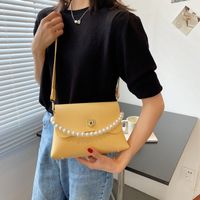 Korean Style Texture One-shoulder Messenger Pearl Chain Small Square Bag sku image 1