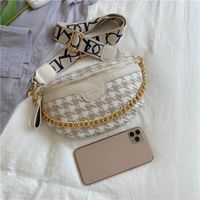 Korean Style Houndstooth Chain Zipper Shoulder Chest Bag sku image 4