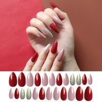 Fashion Bean Paste Color Pointed Long Nail Pieces Finished main image 1