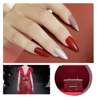 Fashion Bean Paste Color Pointed Long Nail Pieces Finished main image 3