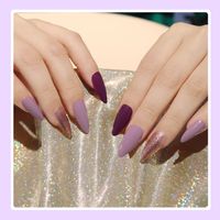 Longs Morceaux D&#39;ongles Pointus Violets De Poudre D&#39;oignon De Mode Finis main image 3