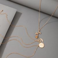 New Simple Hollow Flower Disc Pendant Gold Necklace 3-piece Set main image 5