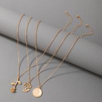 New Simple Hollow Flower Disc Pendant Gold Necklace 3-piece Set sku image 1