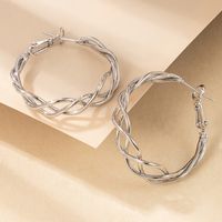 Simple C-shaped Twist Circle Geometric Alloy Earrings main image 4