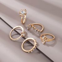 Großhandel Mode Gold Diamant Unregelmäßiger Ring 5-teiliges Set main image 3