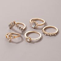 Großhandel Mode Gold Diamant Unregelmäßiger Ring 5-teiliges Set main image 5