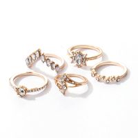 Großhandel Mode Gold Diamant Unregelmäßiger Ring 5-teiliges Set main image 6