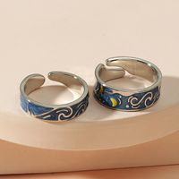 Fashion Retro Oil Dripping Couple Opening 2 Piece Ring main image 3