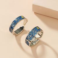 Fashion Retro Oil Dripping Couple Opening 2 Piece Ring main image 4