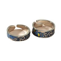 Fashion Retro Oil Dripping Couple Opening 2 Piece Ring main image 5