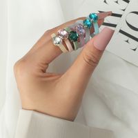 Simple Candy Color Diamond-studded Acrylic 6-piece Ring main image 1
