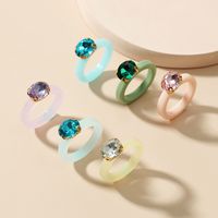 Simple Candy Color Diamond-studded Acrylic 6-piece Ring main image 4