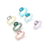 Simple Candy Color Diamond-studded Acrylic 6-piece Ring main image 5
