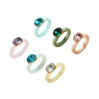 Simple Candy Color Diamond-studded Acrylic 6-piece Ring main image 6