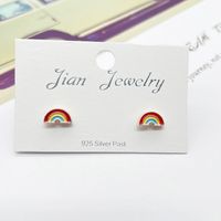 Cute Simple Cloud Rainbow Earrings sku image 2