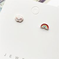 Cute Simple Cloud Rainbow Earrings sku image 3