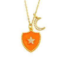 Hip-hop Double Shield Five-pointed Star Moon Pendant Necklace sku image 6