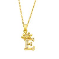 Fashion Crown 26 English Letters Zircon Pendant Necklace sku image 5
