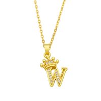 Fashion Crown 26 English Letters Zircon Pendant Necklace sku image 23