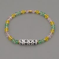 Simple Love Crystal Beads Handmade Elastic Bracelet sku image 1