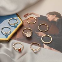 Fashion Geometric Alloy Crystal Ring Combination Eight Piece Set main image 4