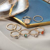 Fashion Geometric Alloy Crystal Ring Combination Eight Piece Set main image 5