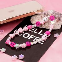 Ethnic Letter Pink Star Smiley Face Beaded Mobile Phone Lanyard main image 4