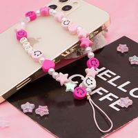 Ethnic Letter Pink Star Smiley Face Beaded Mobile Phone Lanyard main image 5