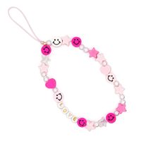 Ethnic Letter Pink Star Smiley Face Beaded Mobile Phone Lanyard main image 6