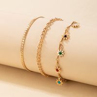 Korean Multi-layer Flower Pendant Anklet 3-piece Set main image 4