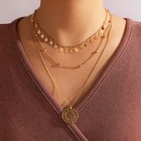 Fashion 3-layer Hollow Tassel Disc Necklace main image 3